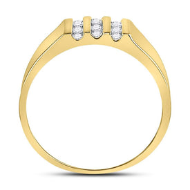 10kt Yellow Gold Triple Row Diamond Wedding Band - Eternal Sparkle Top View from Splendid Jewellery