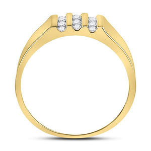 10kt Yellow Gold Triple Row Diamond Wedding Band - Eternal Sparkle - Splendid Jewellery