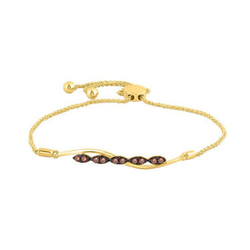 10kt Yellow Gold Women's Brown Diamond Bolo Bracelet - A Shimmering Delight! - Splendid Jewellery