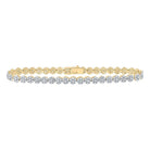 10kt Yellow Gold Women's Diamond Cluster Link Fashion Bracelet - 3 - 1/5 Cttw | Splendid Jewellery - Splendid Jewellery