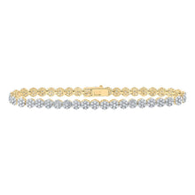 Load image into Gallery viewer, 10kt Yellow Gold Women's Diamond Cluster Link Fashion Bracelet - 3 - 1/5 Cttw | Splendid Jewellery - Splendid Jewellery