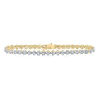10kt Yellow Gold Women's Diamond Cluster Link Fashion Bracelet - 3 - 1/5 Cttw | Splendid Jewellery - Splendid Jewellery