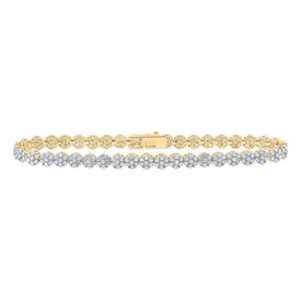 10kt Yellow Gold Women's Diamond Cluster Link Fashion Bracelet - 3 - 1/5 Cttw | Splendid Jewellery - Splendid Jewellery