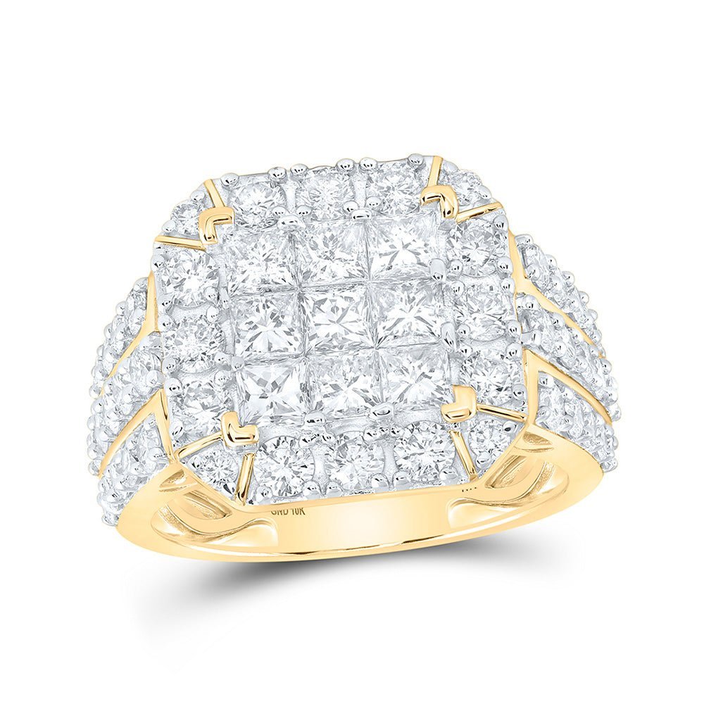 10kt Yellow Gold Womens Princess Diamond Square Ring 3 Cttw | Radiant Majesty - Splendid Jewellery