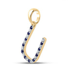 10kt Yellow Gold Womens Round Blue Sapphire U Initial Letter Pendant - A Personalized Gemstone Delight - Splendid Jewellery