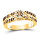 10kt Yellow Gold Women's Round Brown Diamond Solitaire Fashion Ring product  Top View from Splendid Jewellery