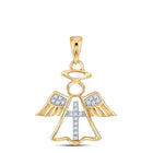 10kt Yellow Gold Womens Round Diamond Angel Pendant - Divine Radiance product  Top View from Splendid Jewellery