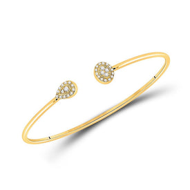 10kt Yellow Gold Women's Round Diamond Cluster Bangle Bracelet 1/5 Cttw | Radiant Brilliance - Splendid Jewellery