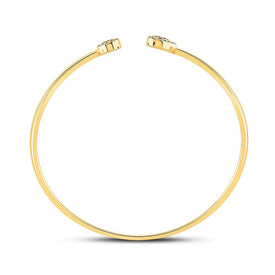 10kt Yellow Gold Women's Round Diamond Cluster Bangle Bracelet 1/5 Cttw | Radiant Brilliance - Splendid Jewellery