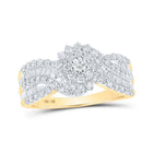 10kt Yellow Gold Womens Round Diamond Cluster Ring - Radiant Brilliance - Splendid Jewellery