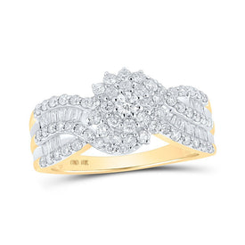 10kt Yellow Gold Womens Round Diamond Cluster Ring - Radiant Brilliance - Splendid Jewellery