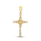 10kt Yellow Gold Womens Round Diamond Cross Pendant - A Captivating Symbol of Faith and Elegance - Splendid Jewellery