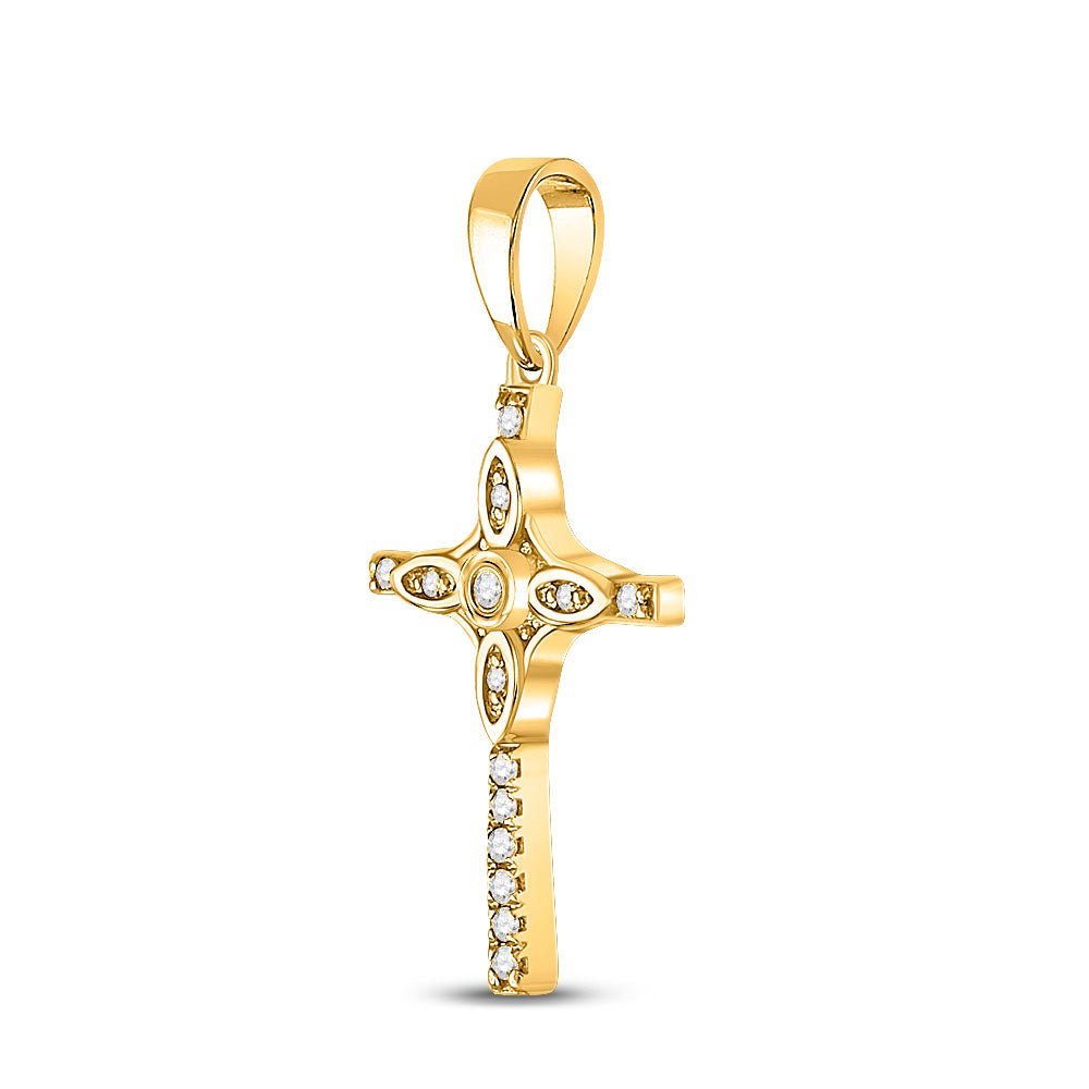 10kt Yellow Gold Womens Round Diamond Cross Pendant - A Captivating Symbol of Faith and Elegance - Splendid Jewellery