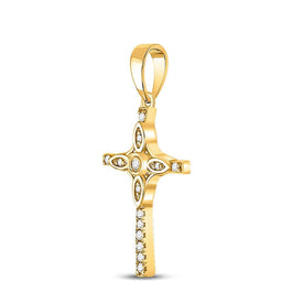 10kt Yellow Gold Womens Round Diamond Cross Pendant - A Captivating Symbol of Faith and Elegance - Splendid Jewellery