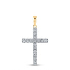 10kt Yellow Gold Womens Round Diamond Cross Pendant - Radiant Symbol of Faith and Elegance - Splendid Jewellery