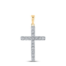 Load image into Gallery viewer, 10kt Yellow Gold Womens Round Diamond Cross Pendant - Radiant Symbol of Faith and Elegance - Splendid Jewellery
