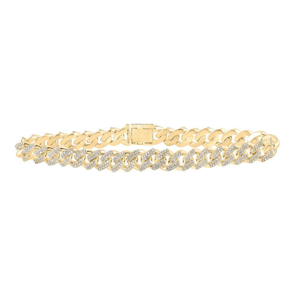10kt Yellow Gold Women's Round Diamond Cuban Fashion Bracelet - 3 - 1/4 Cttw | Splendid Jewellery - Splendid Jewellery