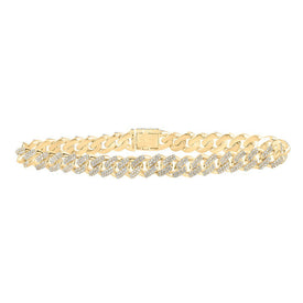 10kt Yellow Gold Women's Round Diamond Cuban Fashion Bracelet - 3 - 1/4 Cttw | Splendid Jewellery - Splendid Jewellery