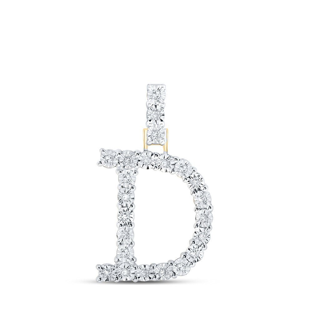 10kt Yellow Gold Womens Round Diamond D Initial Letter Pendant - A Captivating Expression of Identity and Elegance - Splendid Jewellery