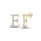10kt Yellow Gold Womens Round Diamond E Initial Letter Earrings 1/8 Cttw | Personalized Brilliance Earrings - Splendid Jewellery