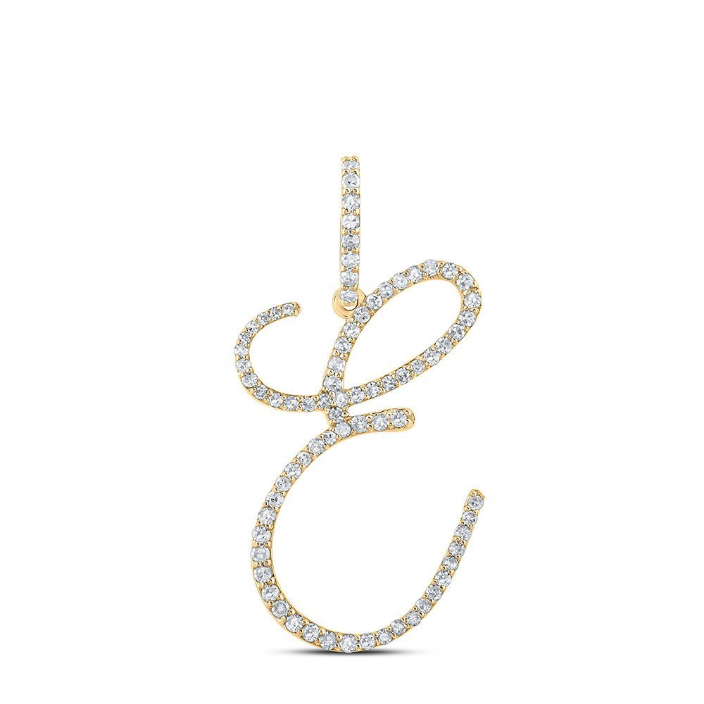 10kt Yellow Gold Womens Round Diamond E Initial Letter Pendant 1/2 Cttw | Enchanting Personalized Brilliance Pendant - Splendid Jewellery