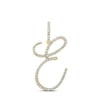 10kt Yellow Gold Womens Round Diamond E Initial Letter Pendant 1/2 Cttw | Enchanting Personalized Brilliance Pendant - Splendid Jewellery