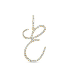 Load image into Gallery viewer, 10kt Yellow Gold Womens Round Diamond E Initial Letter Pendant 1/2 Cttw | Enchanting Personalized Brilliance Pendant - Splendid Jewellery