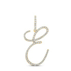 10kt Yellow Gold Womens Round Diamond E Initial Letter Pendant 1/2 Cttw | Enchanting Personalized Brilliance Pendant - Splendid Jewellery
