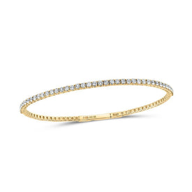 10kt Yellow Gold Women's Round Diamond Flex Bangle Bracelet - 1.25 Cttw | Splendid Jewellery - Splendid Jewellery