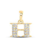 10kt Yellow Gold Womens Round Diamond H Initial Letter Pendant 1/10 Cttw | Personalized Elegance Necklace - Splendid Jewellery