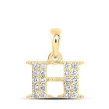 Load image into Gallery viewer, 10kt Yellow Gold Womens Round Diamond H Initial Letter Pendant 1/10 Cttw | Personalized Elegance Necklace - Splendid Jewellery