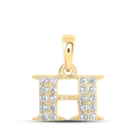 10kt Yellow Gold Womens Round Diamond H Initial Letter Pendant 1/10 Cttw | Personalized Elegance Necklace - Splendid Jewellery