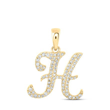 Load image into Gallery viewer, 10kt Yellow Gold Womens Round Diamond H Initial Letter Pendant 1/5 Cttw | Splendid Jewellery | Personalized Brilliance - Splendid Jewellery