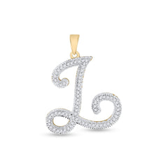 Load image into Gallery viewer, 10kt Yellow Gold Womens Round Diamond Initial L Letter Pendant - A Personalized Spark of Elegance product  Top View from Splendid Jewellery