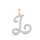 10kt Yellow Gold Womens Round Diamond Initial L Letter Pendant - A Personalized Spark of Elegance product  Top View from Splendid Jewellery