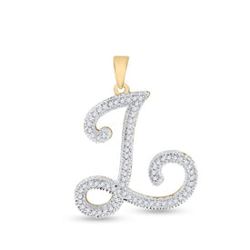 10kt Yellow Gold Womens Round Diamond Initial L Letter Pendant - A Personalized Spark of Elegance product  Top View from Splendid Jewellery
