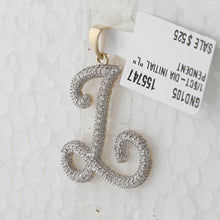 Load image into Gallery viewer, 10kt Yellow Gold Womens Round Diamond Initial L Letter Pendant - A Personalized Spark of Elegance product Side View from Splendid Jewellery