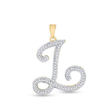 Load image into Gallery viewer, 10kt Yellow Gold Womens Round Diamond Initial L Letter Pendant - A Personalized Spark of Elegance - Splendid Jewellery