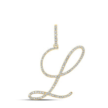 Load image into Gallery viewer, 10kt Yellow Gold Womens Round Diamond L Initial Pendant - A Captivating Symbol of Elegance and Connection - Splendid Jewellery