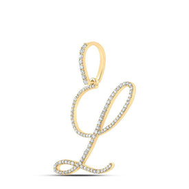 10kt Yellow Gold Womens Round Diamond L Initial Pendant - A Captivating Symbol of Elegance and Connection - Splendid Jewellery