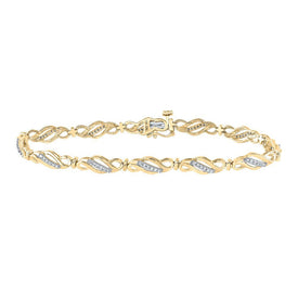 10kt Yellow Gold Women's Round Diamond Link Bracelet - Dazzling Elegance - Splendid Jewellery