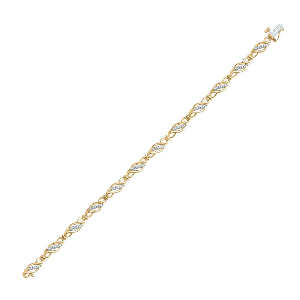 10kt Yellow Gold Women's Round Diamond Link Bracelet - Dazzling Elegance - Splendid Jewellery