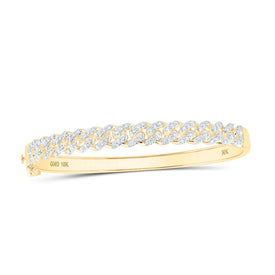 10kt Yellow Gold Women's Round Diamond Miami Cuban Bangle Bracelet 1 - 5/8 Cttw - Radiant Elegance - Splendid Jewellery