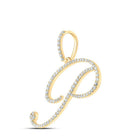 10kt Yellow Gold Womens Round Diamond P Initial Letter Pendant - Personalized Elegance and Dazzling Brilliance - Splendid Jewellery