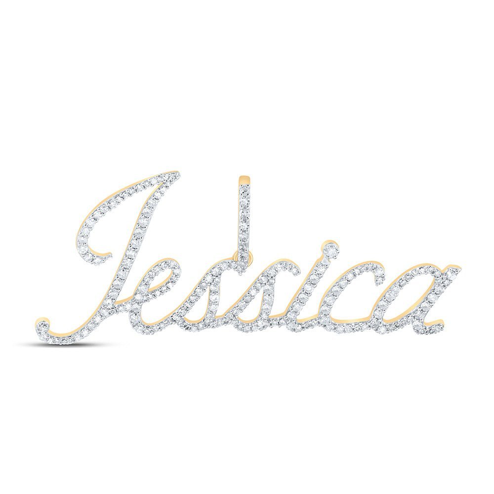 10kt Yellow Gold Womens Round Diamond Personalized Initial Pendant 3/4 Cttw | Splendid Jewellery - Splendid Jewellery