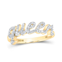 Load image into Gallery viewer, 10kt Yellow Gold Women's Round Diamond QUEEN Band Ring 1/5 Cttw | Splendid Jewellery: The Empress Diamond Band - Splendid Jewellery