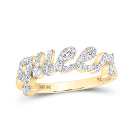 10kt Yellow Gold Women's Round Diamond QUEEN Band Ring 1/5 Cttw | Splendid Jewellery: The Empress Diamond Band - Splendid Jewellery