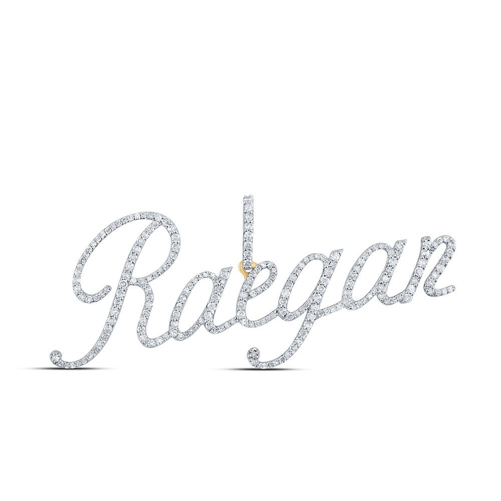 10kt Yellow Gold Womens Round Diamond RAEGAN Name Pendant - Personalized Brilliance - Splendid Jewellery