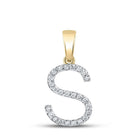 10kt Yellow Gold Womens Round Diamond S Initial Letter Pendant - Personalized Elegance - Splendid Jewellery