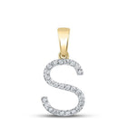 10kt Yellow Gold Womens Round Diamond S Initial Letter Pendant - Personalized Elegance - Splendid Jewellery